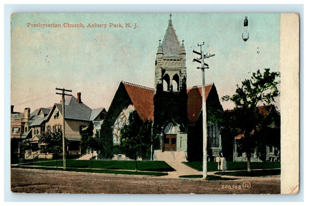 1911 Presbyterian Church Asbury Park New Jersey NJ Antique Postcard