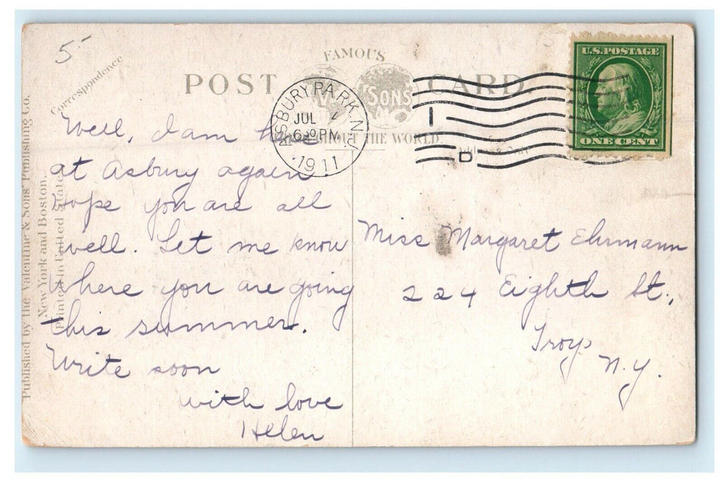 1911 Presbyterian Church Asbury Park New Jersey NJ Antique Postcard