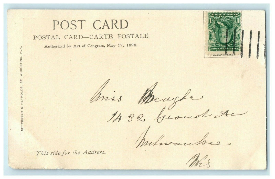 1905 Charlotte St. St. Augustine Florida FL Donkey Posted Antique Postcard