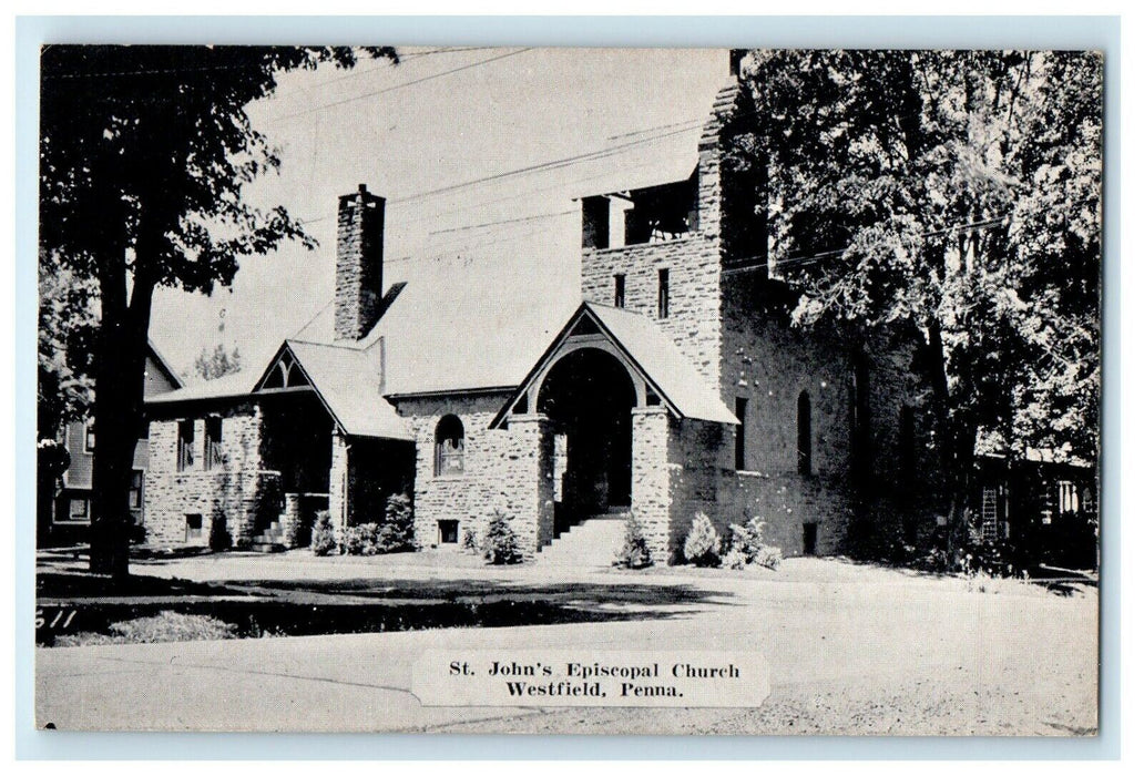 c1910 St. John's Episcopal Church Westfield Pennsylvania PA Antique Postcard