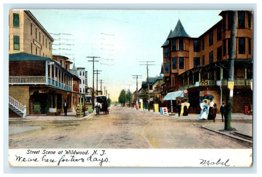 1909 Street Scene At Wildwood New Jersey NJ Posted Antique Postcard