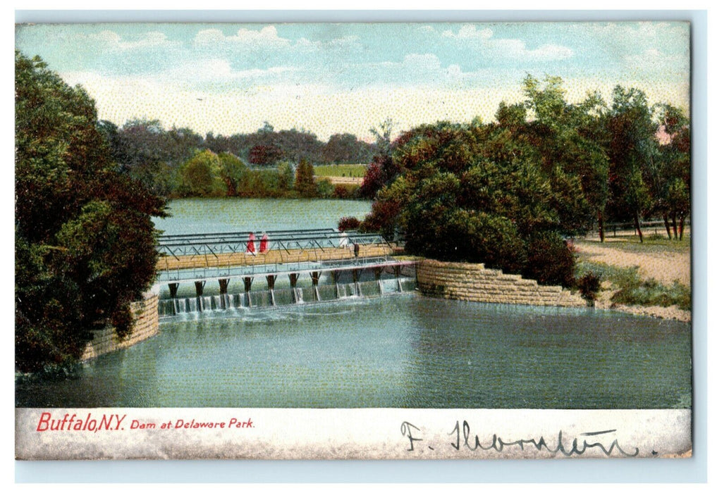 1905 Buffalo New York NY Dam at Delaware Park Posted Antique Postcard