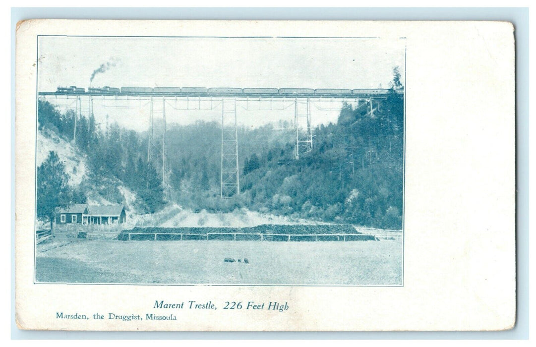 1910 Marent Trestle Marsden the Druggist Missoula Montana MT Antique Postcard