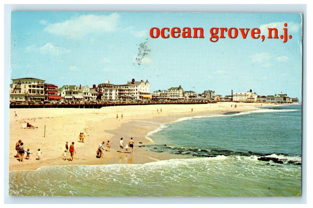 1967 Ocean Grove Beach Bathing Showing Hotels Beachfront New Jersey NJ Postcard