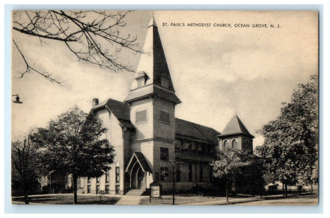 c1930's St. Paul Methodist Church Ocean Grove New Jersey NJ Vintage Postcard