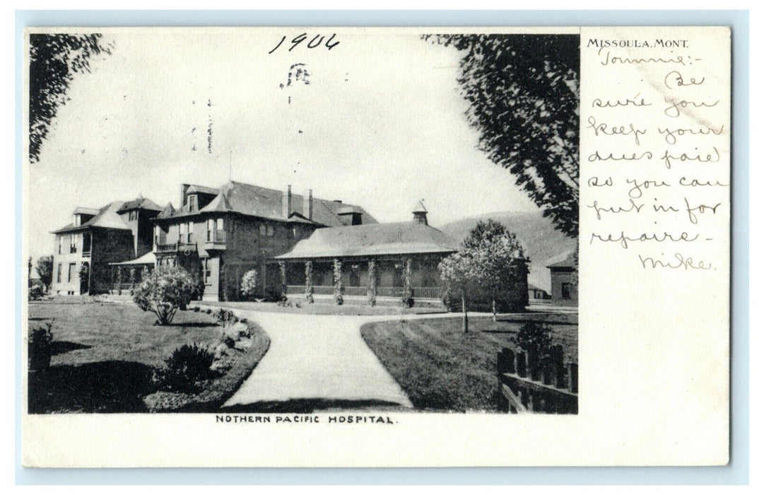 1906 Northern Pacific Hospital Missoula Montana MT Unposted Antique Postcard