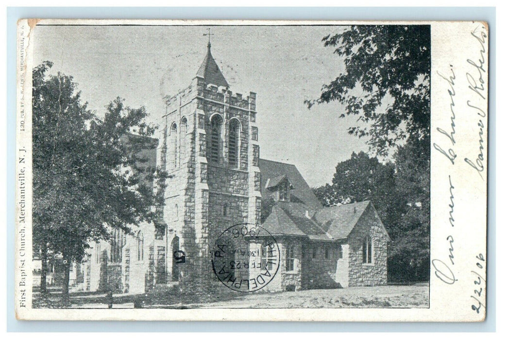 1906 First Baptist Church Merchantville New Jersey NJ Posted Antique Postcard