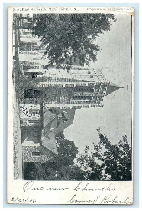 1906 First Baptist Church Merchantville New Jersey NJ Posted Antique Postcard