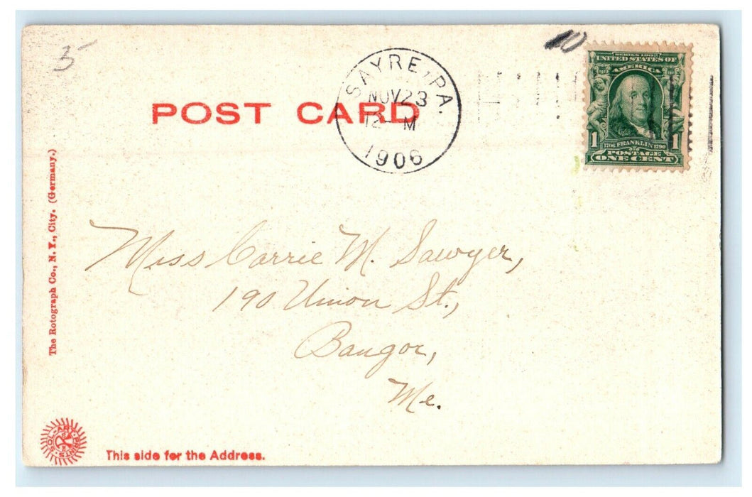 1906 Park Street Showing Episcopal Church Sayre Pennsylvania PA Antique Postcard