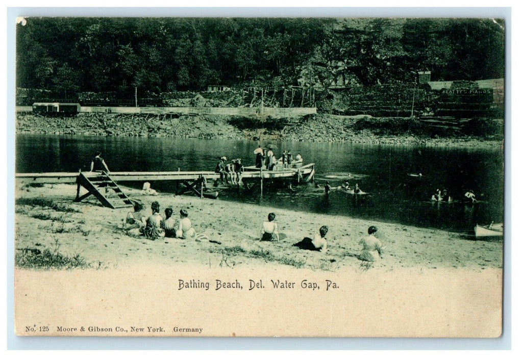 1906 Bathing Beach River Delaware Water Gap Pennsylvania PA Antique Postcard