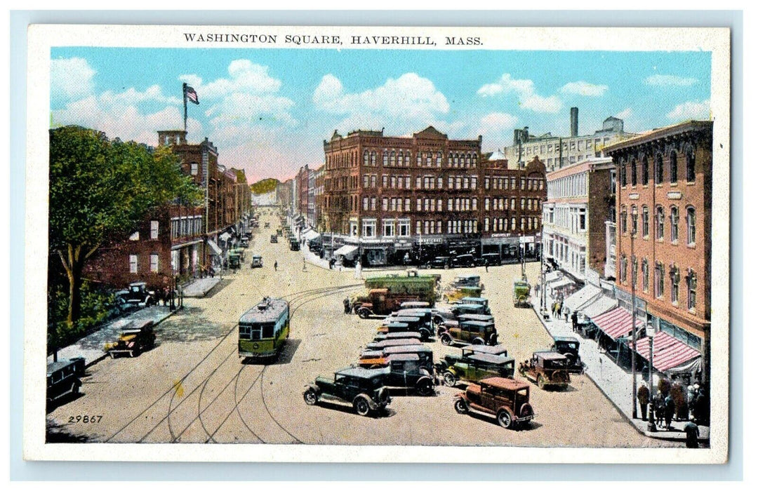 c1930 Washington Square, Haverhill, Massachusetts MA Vintage Unposted Postcard