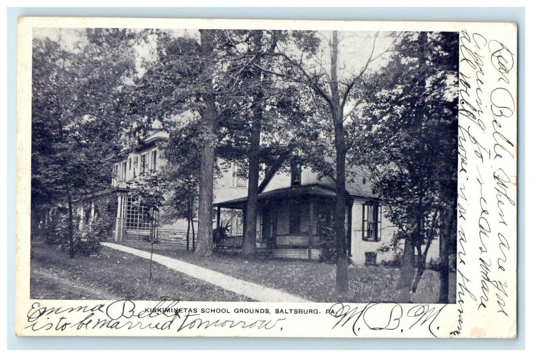 1907 Kiskiminetas School Grounds Saltsburg Pennsylvania PA Antique Postcard