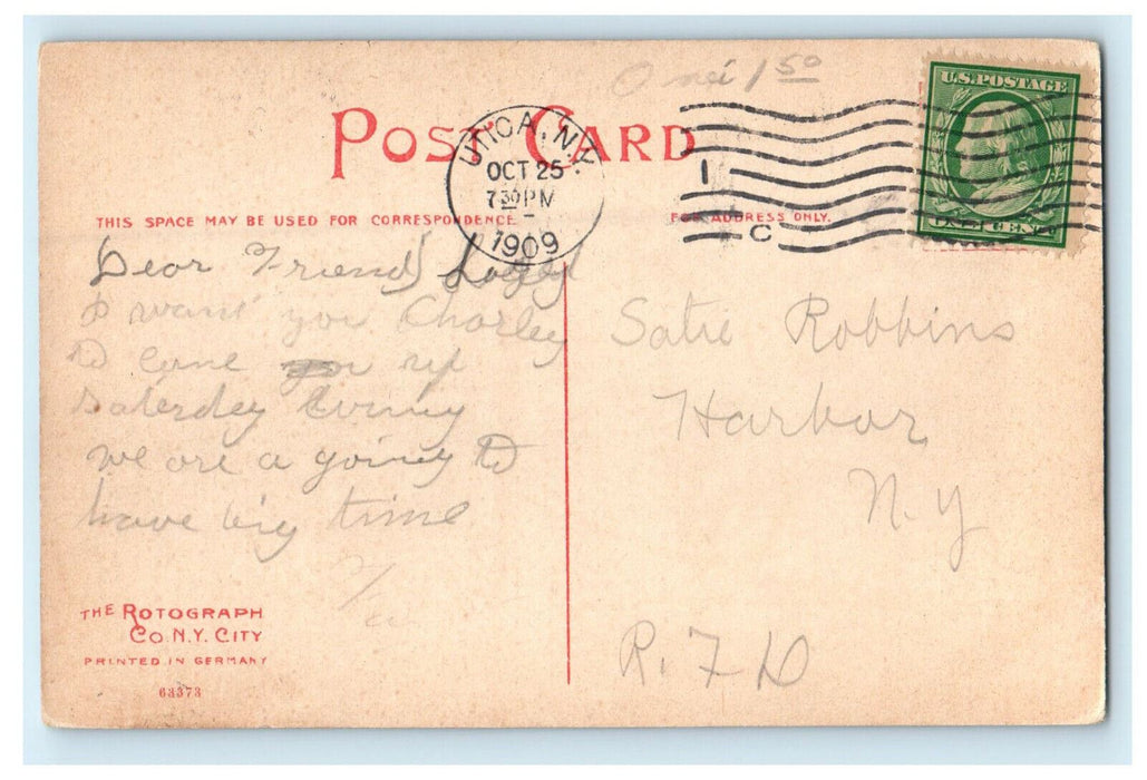 1909 Park Baptist Church, Utica New York NY Antique Posted Postcard