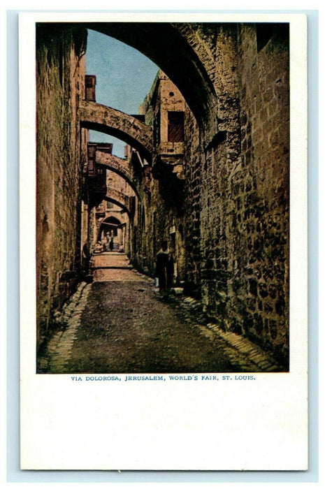 1905 Via Dolorosa Jerusalem World's Fair St. Louis Unposted Antique Postcard