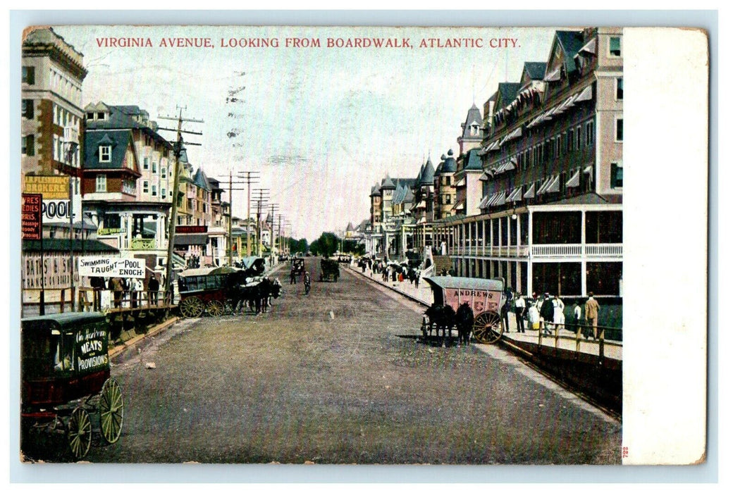 1910 Virginia Avenue Looking From Boardwalk Atlantic City New Jersey NJ Postcard