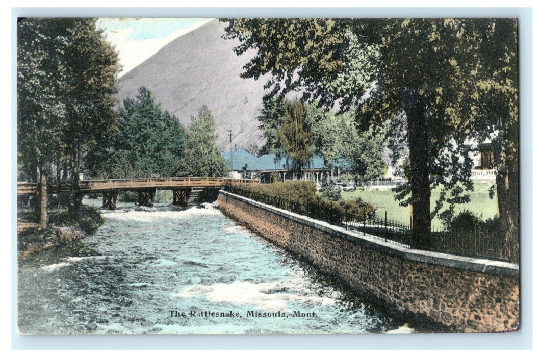1908 The Rattlesnake Missoula Montana MT Handpainted Posted Antique Postcard