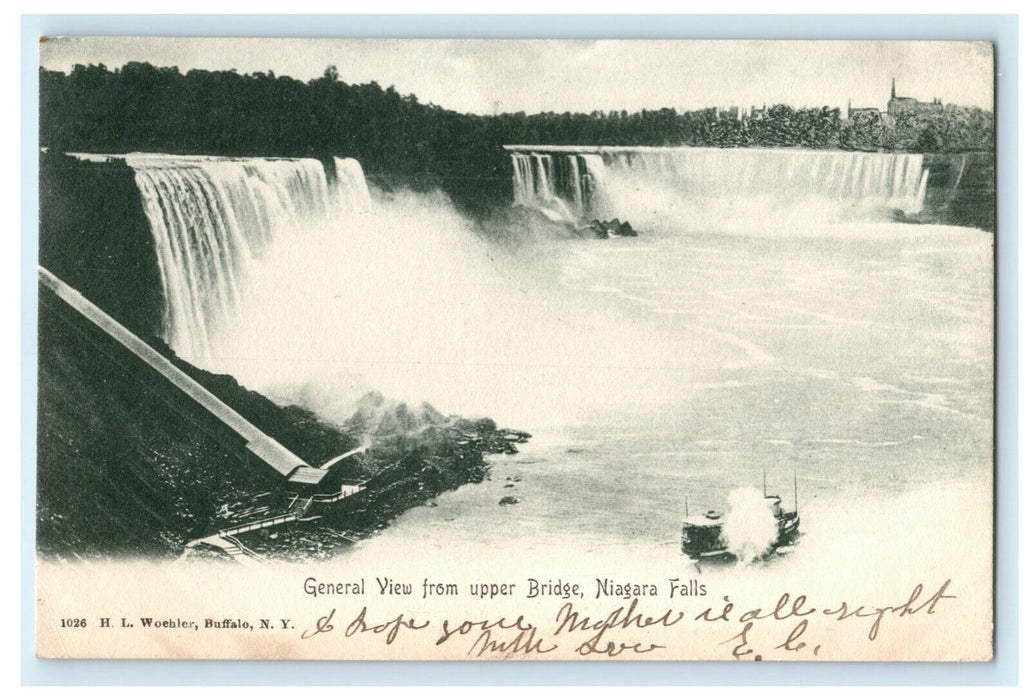 1904 General View From Upper Bridge Niagara Falls NY Posted Antique Postcard