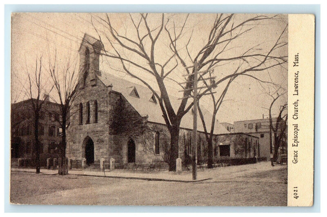 c1911 Grace Episcopal Church Lawrence, Massachusetts MA Antique Postcard