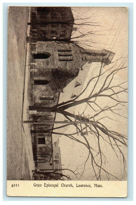 c1911 Grace Episcopal Church Lawrence, Massachusetts MA Antique Postcard