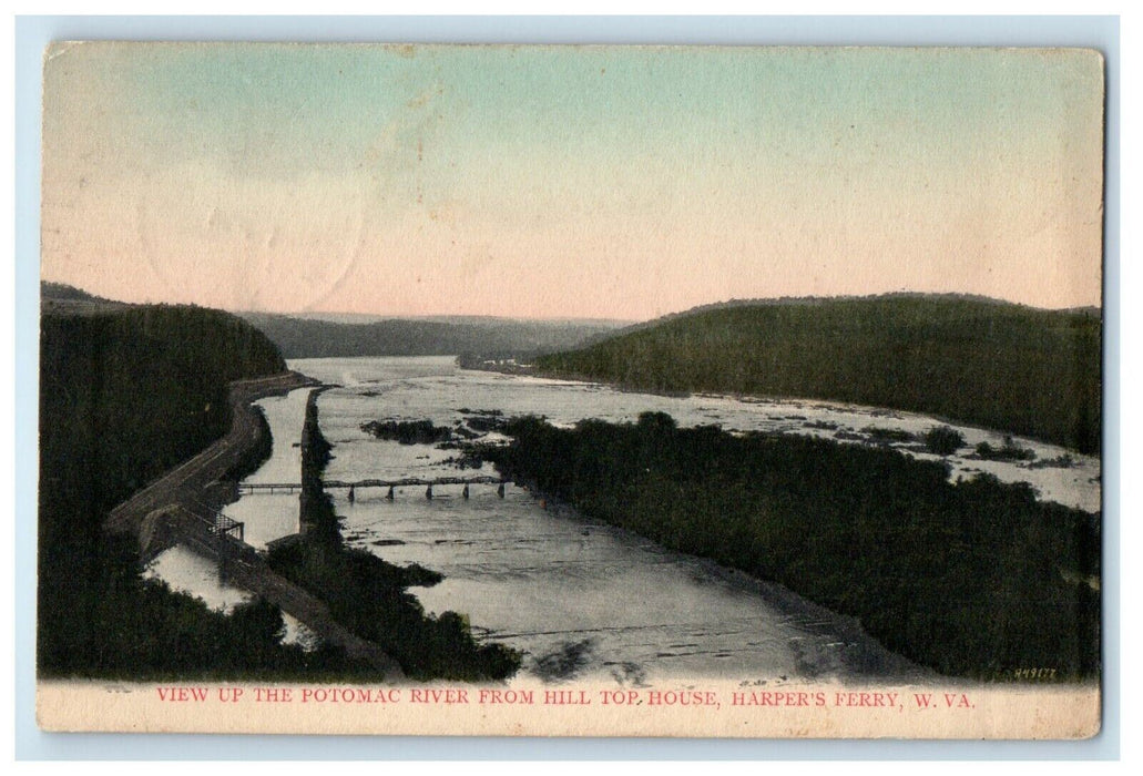 1914 View Up The Potomac River From Hill Top House Harpers Ferry WV Postcard
