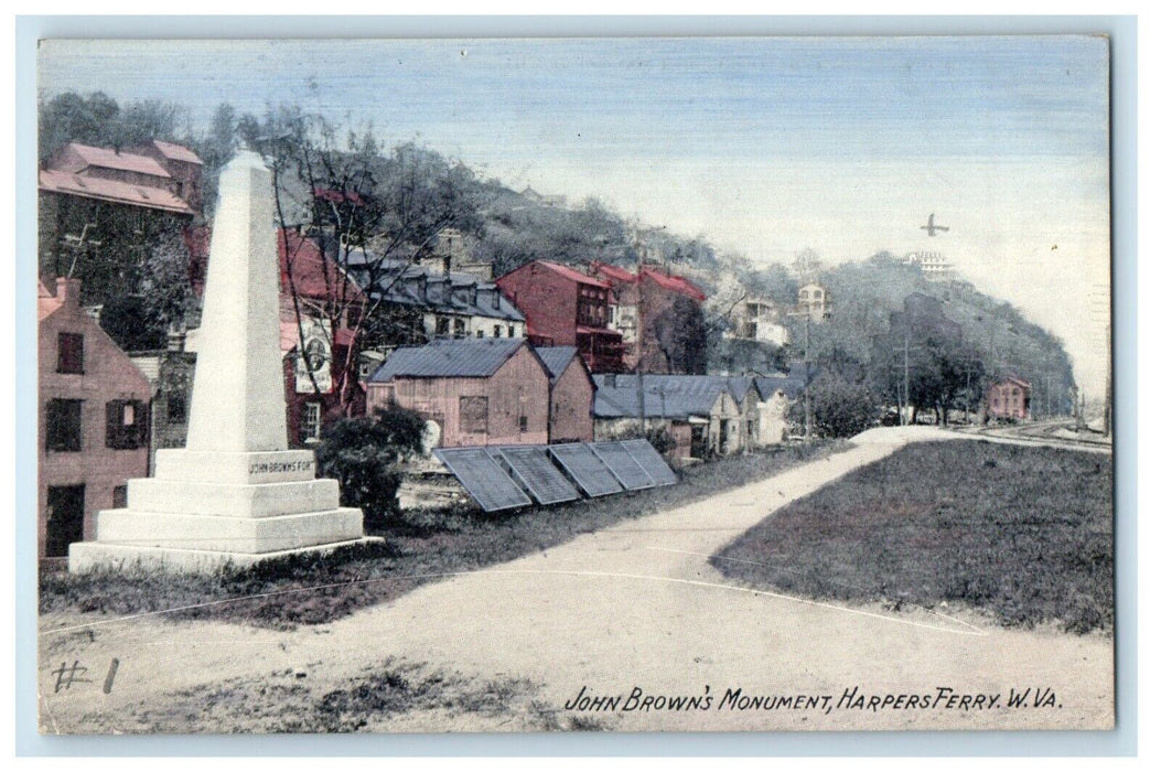c1910's Harper's Ferry WV, John's Brown's Monument Dirt Road Antique Postcard