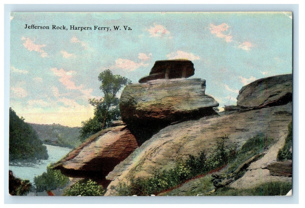 c1910's A View Of Jefferson Rock Harpers Ferry WV Posted Antique Postcard