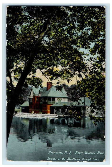 c1910s Boathouse, Roger Williams Park, Providence Rhode Island RI Postcard