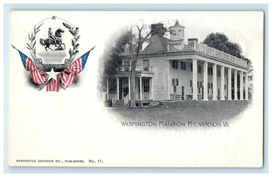 c1898 Washington Mansion, Mt Vernon Virginia VA Unposted Antique Postcard