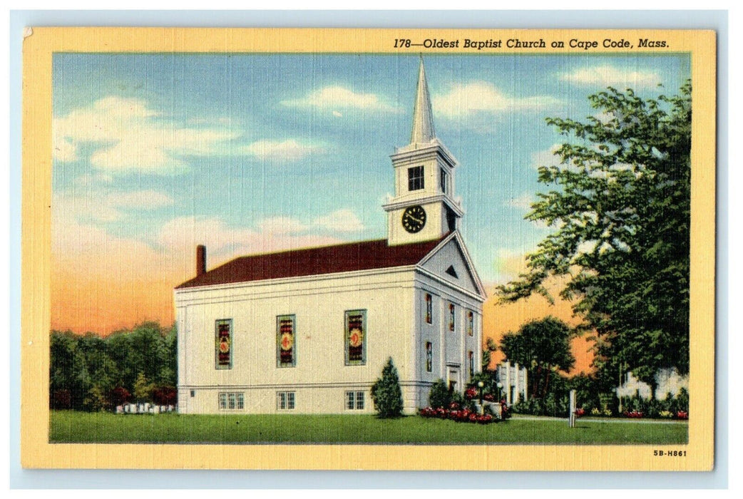 c1952 Old Baptist Church Located in Cape Cod Massachusetts MA Vintage Postcard