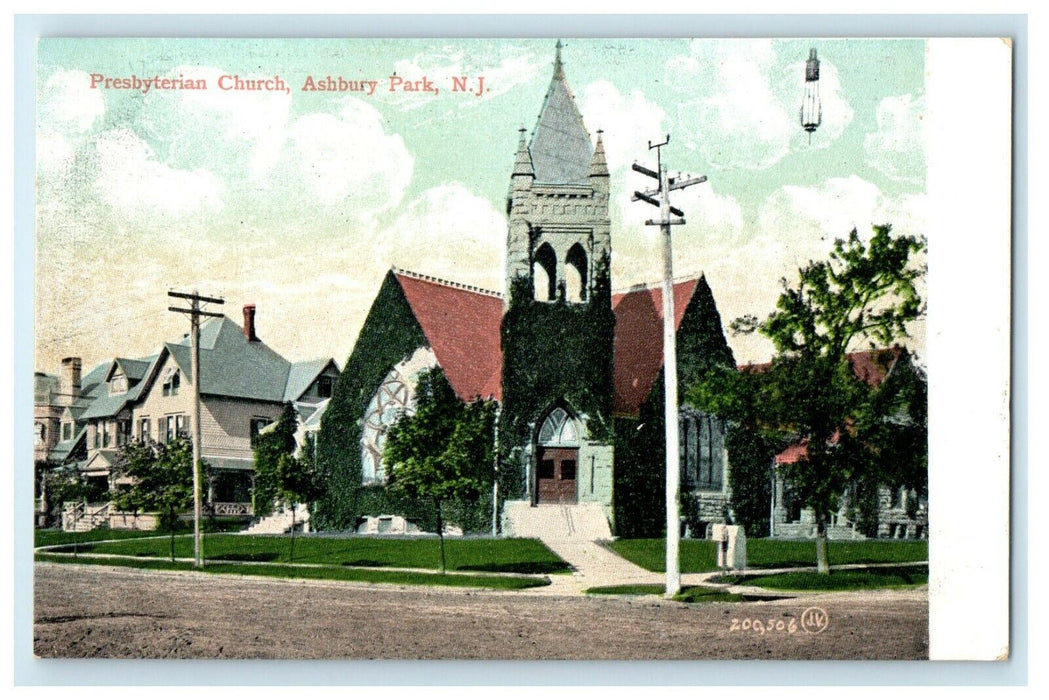 c1905 Presbyterian Church Entrance Asbury Park New Jersey NJ Unposted Postcard