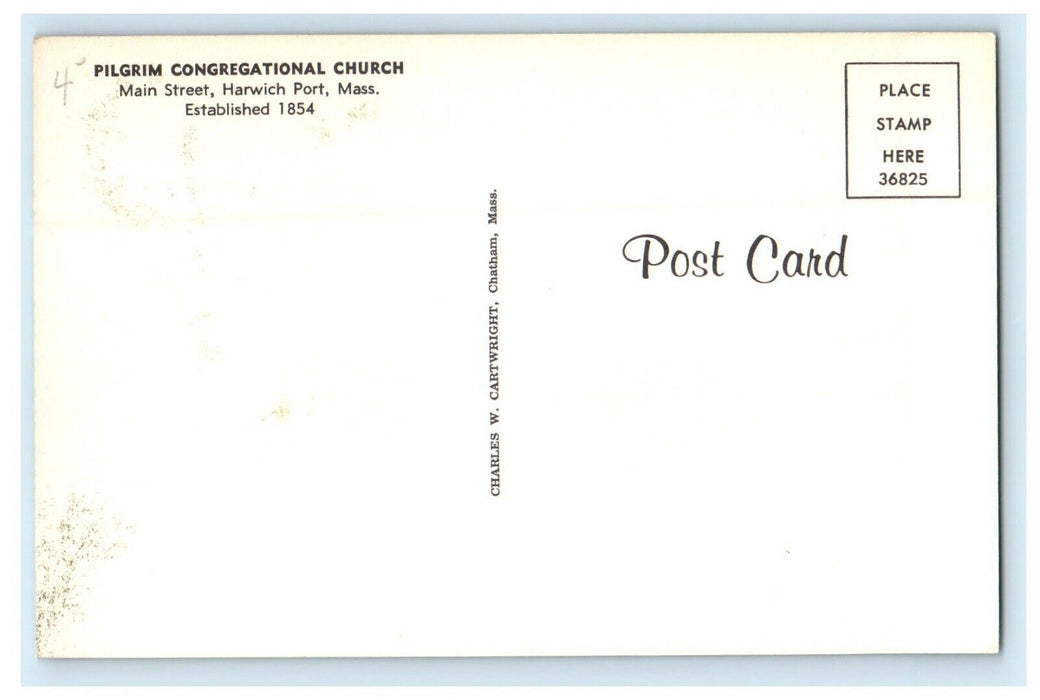 c1935 Pilgrim Congregational Church in Harwichport, Massachusetts MA Postcard