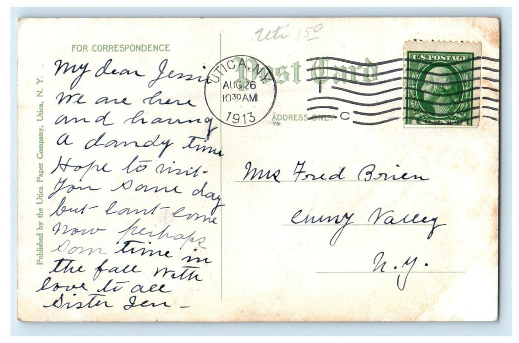 1913 View of Park Baptist Church, Utica New York NY Antique Posted Postcard