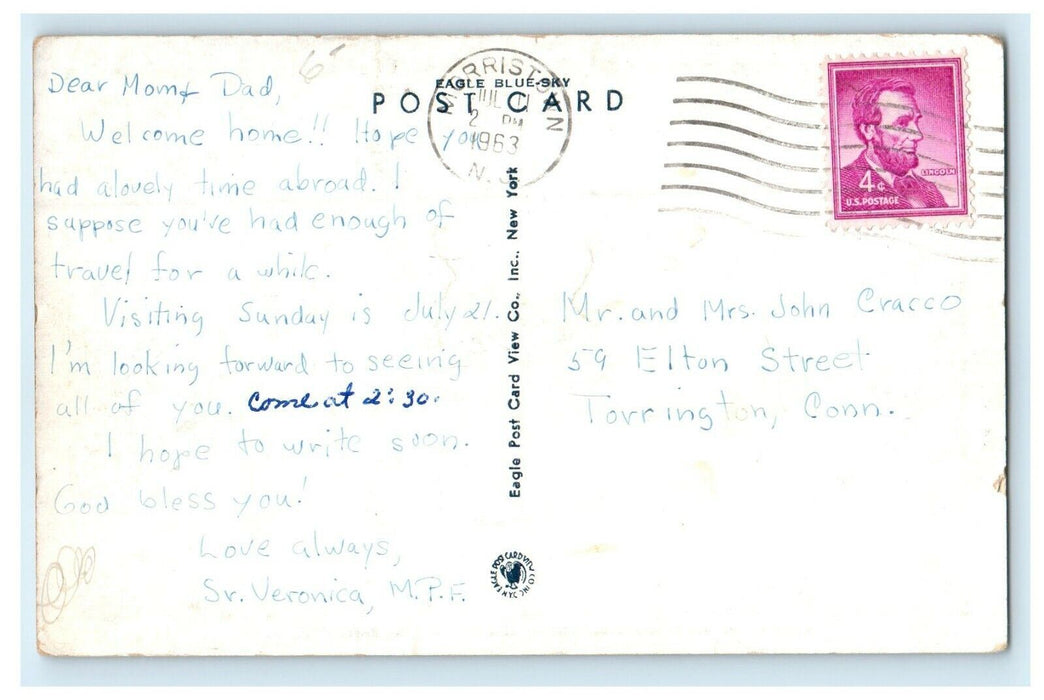 1963 Chapel Of St. Lucia Filippini Villa Walsh Morristown New Jersey NJ Postcard