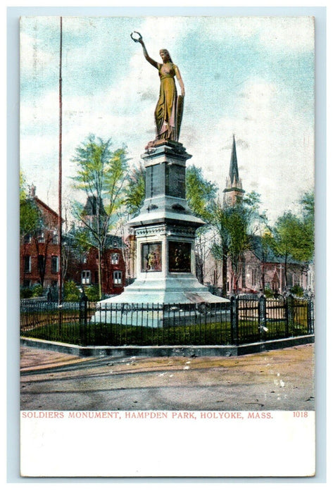 c1906 Soldiers Monument, Hampden Park, Holyoke, Massachusetts MA Postcard