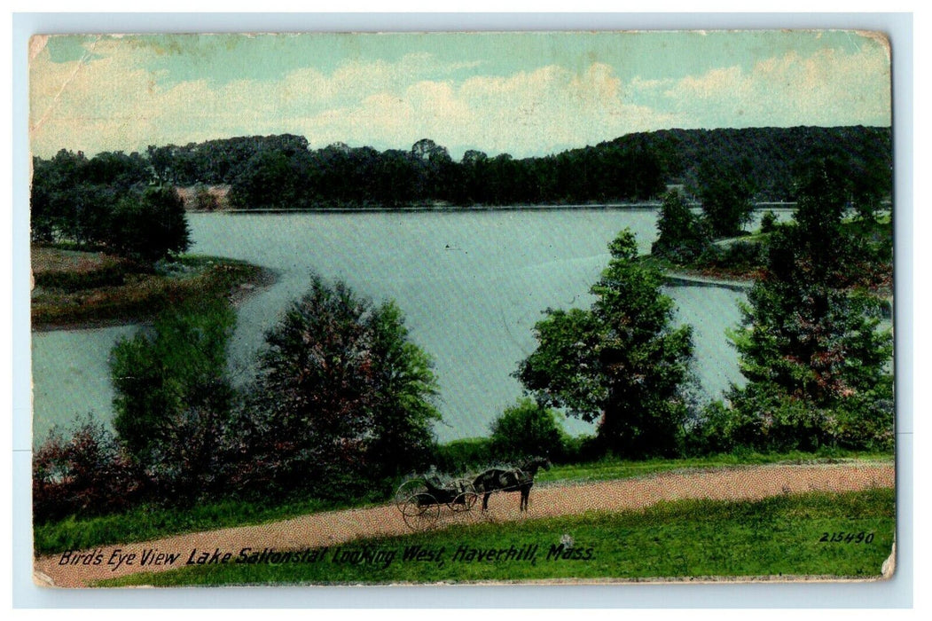c1912 Aerial View of Lake Saltonstal Haverhill, Massachusetts MA Postcard