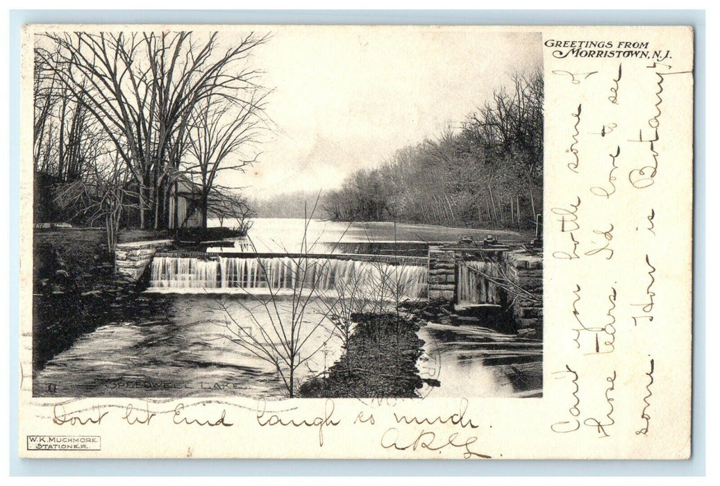 1905 Greetings From Morristown Speedweel Lake New Jersey NJ Antique Postcard