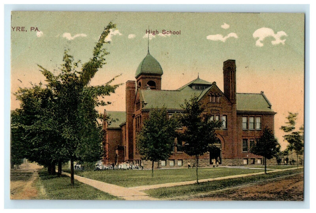 Sayre Pennsylvania PA, High School Campus Building Divided Back Postcard