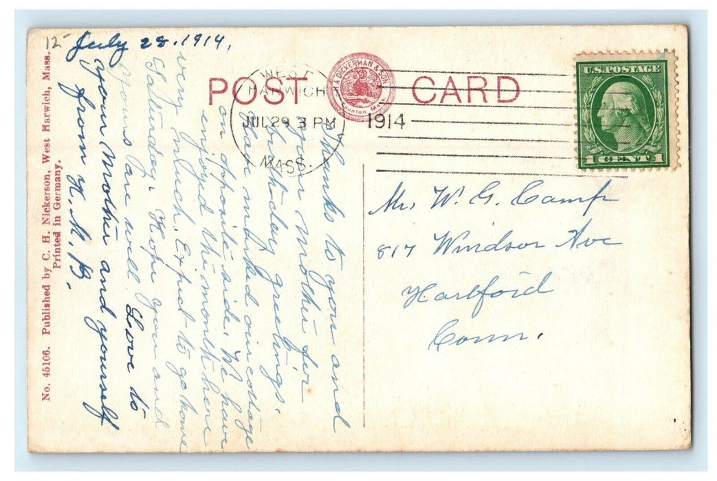 c1914 Shore View, West Harwich, Massachusetts MA Antique Posted Postcard