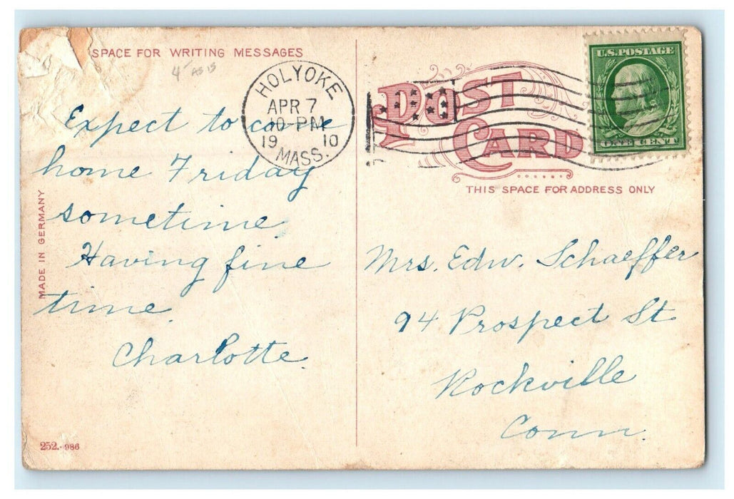 c1910 Casino and Mountain Park Near Holyoke, Massachusetts MA Antique Postcard