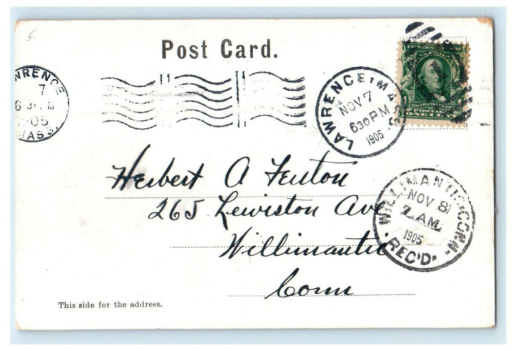 c1905 Copper Window Post Office, Lawrence Massachusetts MA Antique Postcard