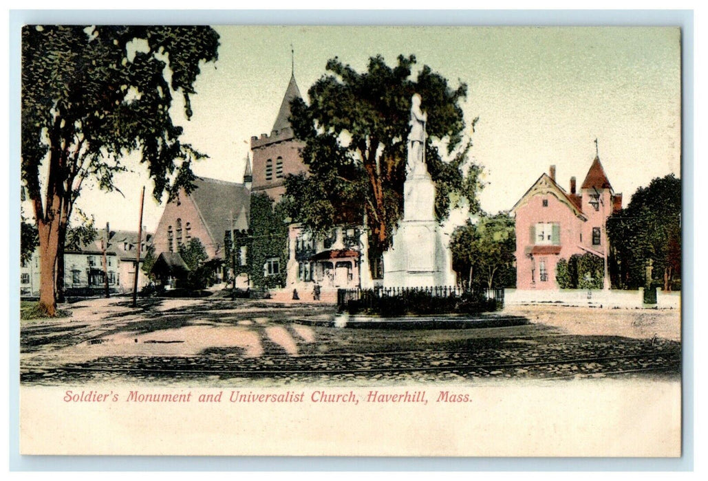 c1906 Universalist Church and Monument, Haverhill, Massachusetts MA Postcard