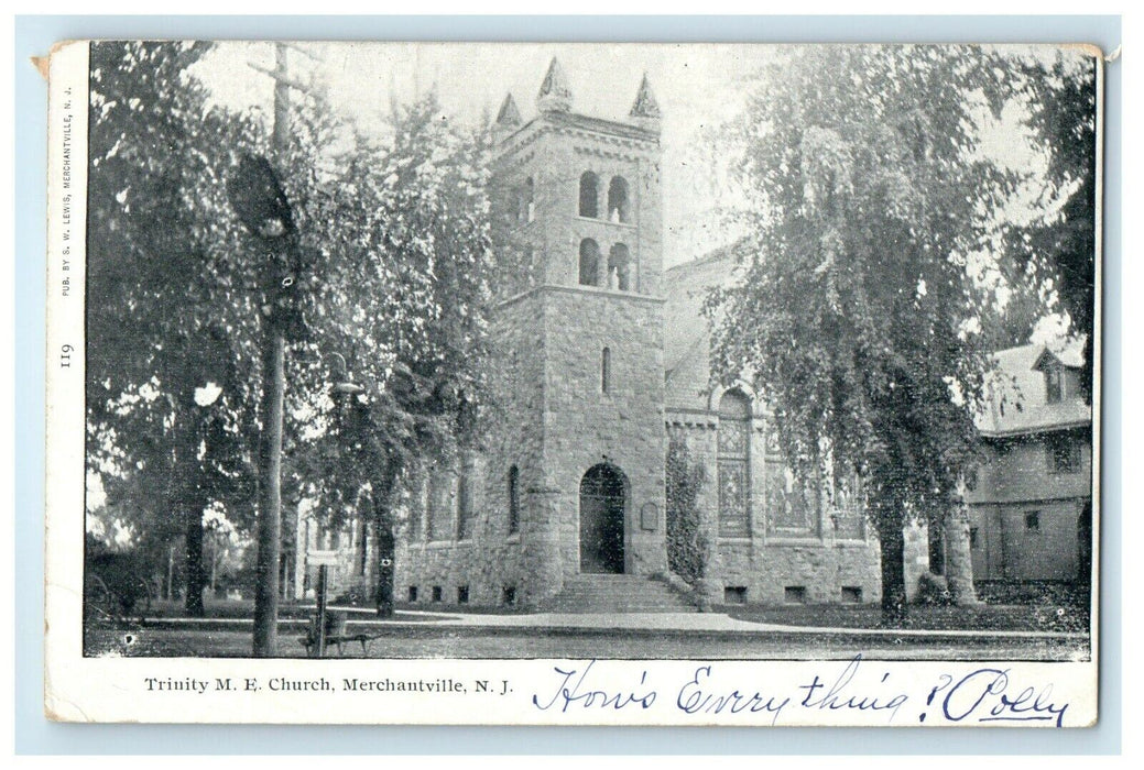 1906 The Trinity M.E Church Merchantville New Jersey NJ Antique Postcard