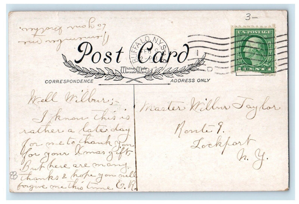1917 Children Riding Motorcycle Valentine Whitney Made Buffalo NY Postcard