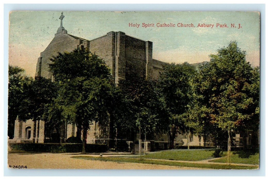 c1910 Holy Spirit Catholic Church Asbury Park New Jersey NJ Antique Postcard