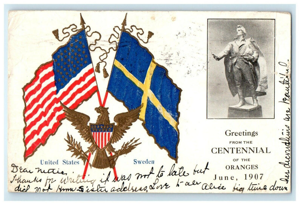 1907 Greetings From Centennial Of The Oranges New Jersey NJ Embossed Postcard