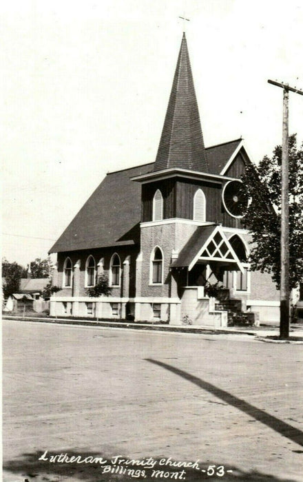 c1920's Lutheran Trinity Church Billings Montana MT RPPC Photo Antique Postcard