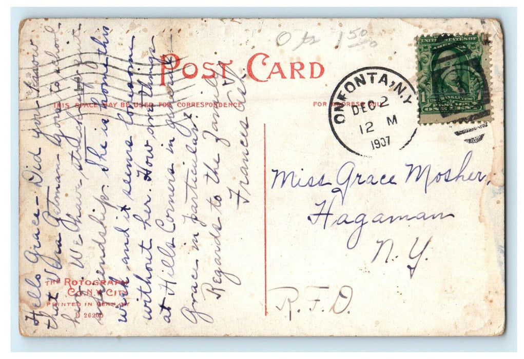 1907 State Normal School, Oneonta, New York NY Antique Posted Postcard