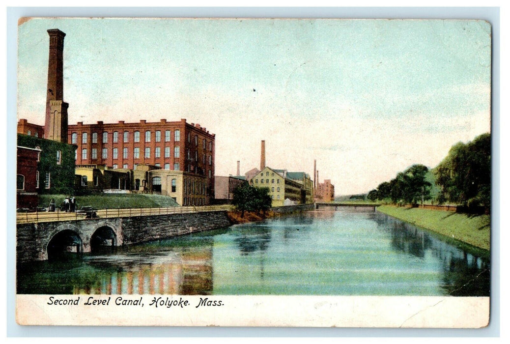 c1911 Second Level Canal, Holyoke, Massachusetts MA Antique Postcard
