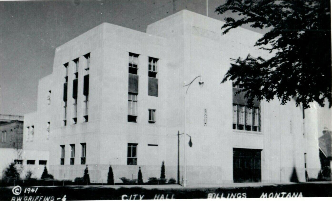 1941 City Hall Billings Montana MT RPPC Photo Vintage Postcard