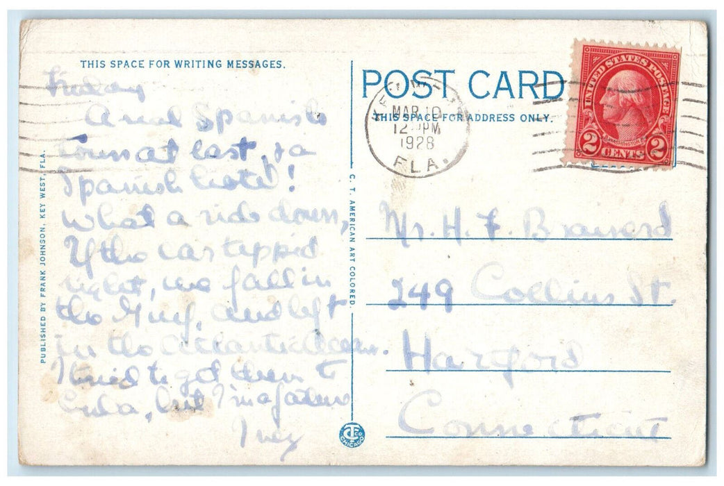 1928 South Beach Homes and Cocoanut Palms Key West Florida FL Postcard